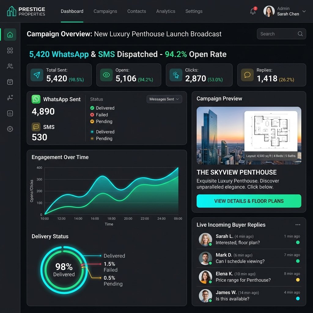 Bulk WhatsApp and SMS Outreach for New Real Estate Projects